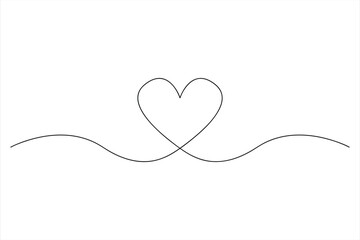 Heart continuous one line art drawing color shape Love sign outline illustration
