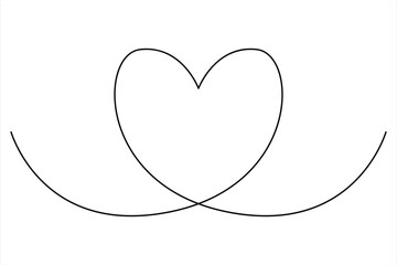 Heart continuous one line art drawing color shape Love sign outline illustration
