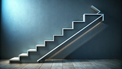 Fototapeta premium Sleek, modern, minimalist stairs icon featuring clean lines, geometric shapes, and a bold graphic design, symbolizing growth, progress, and upward movement.