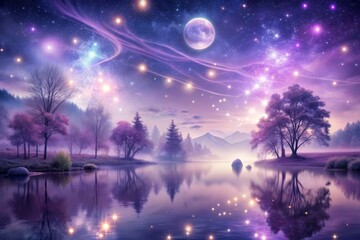 Naklejka premium Ethereal Connections: Dreamy, otherworldly, mystical, soft purple, imaginative