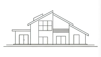 Sleek modern illustration of a minimalist house shape formed by a single continuous thin line, symbolizing simplicity and elegance in architecture and design.