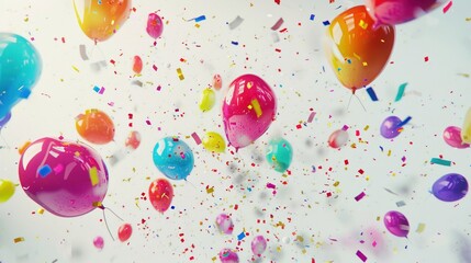 Sudden burst of multi-colored balloons