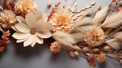 A bouquet of flowers with a yellow center and orange petals
