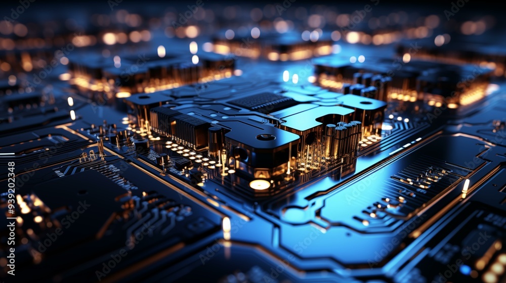 Canvas Prints a close up of a computer chip with a blue background