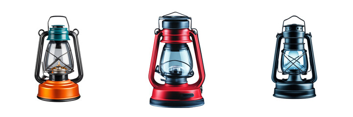 A camping lantern with bright, vibrant details isolated on transparent background