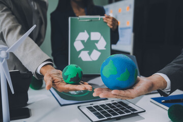 Carbon offset price report CO2 emission. Future growth Net zero waste in ESG ethical SME office...