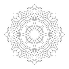 Decorative mandala pattern. Anti-stress coloring book page for adults, vector file