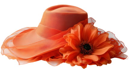 Orange hat with flower