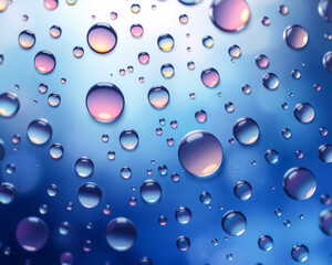 Colorful water droplets on colorful background. Generative AI Illustration
