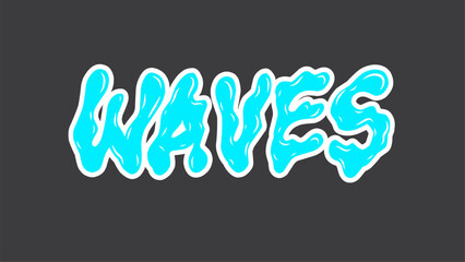 Waves text typography lettering vector illustration