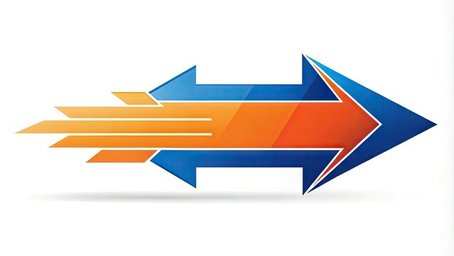 Stylized blue and orange arrow symbol conveying speed, efficiency, and reliability, often associated with logistics, delivery, and courier services on a white background.