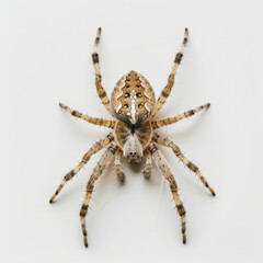Fototapeta premium Closeup of a brown spider on white background isolated. Halloween animal