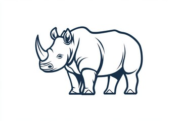 Fototapeta premium Rhinoceros Outline Illustration.
