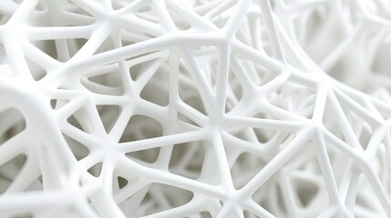 A complex network of white geometric shapes with soft shadows, forming an intricate and sophisticated abstract background.