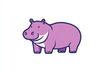 Obraz premium Cute Cartoon Hippopotamus Illustration.