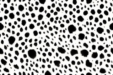 Obraz premium A seamless pattern of Dalmatian fur with black spots on a white background, AI Generated