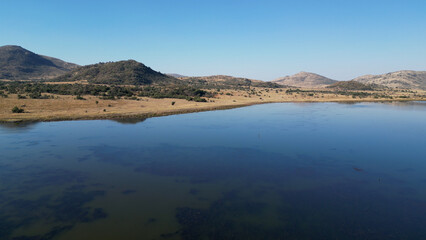 Scenic Lake At Rustenburg In North West South Africa. African Animals Landscape. Pilanesberg National Park. Rustenburg At North West South Africa. Big Five Animals. Wildlife Safari.