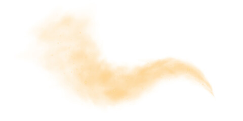 Magic yellow cigarette smoke. Magic yellow smoke with glitter and small particles of twinkling stars. Fog with luminous particles. Yellow vapor with stardust. Morning fog over land or water surface. M