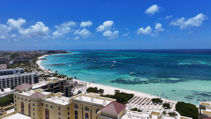 Palm Beach At Noord In Oranjestad Aruba. Beach Landscape. Caribbean Paradise. Noord At Oranjestad...