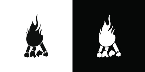 Campfire icon Black line art vector logo set