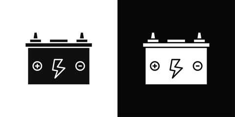 Car battery icon Black line art vector logo set
