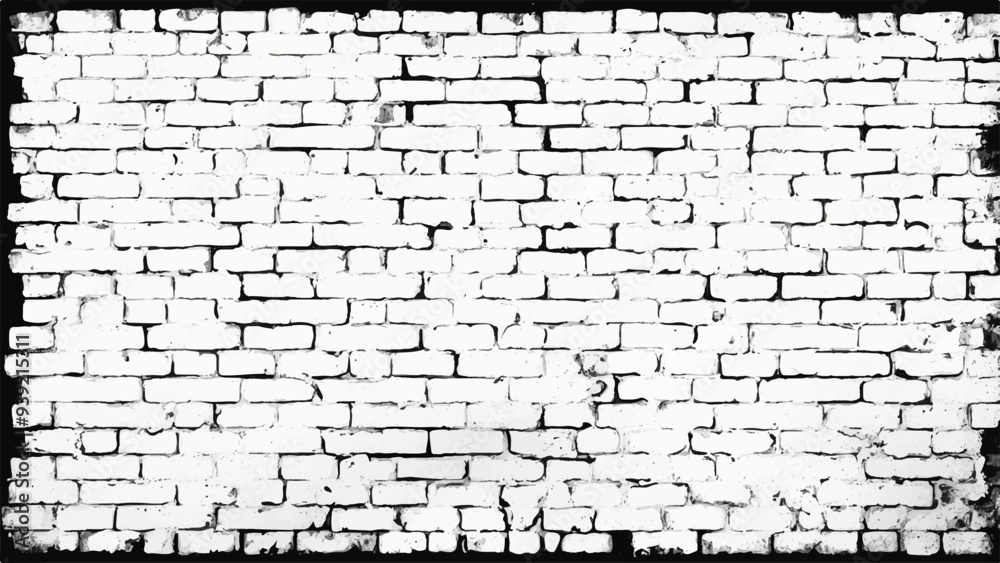 Wall mural Brick wall background. Distress brick wall overlay texture. Grunge Background. Black and white brick wall background. 