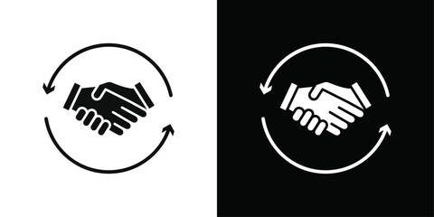 collaboration icon Black line art vector logo set