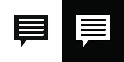 Comment icon Black line art vector logo set