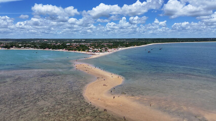 Moses Way In Santa Cruz Cabralia Bahia Brazil. Beach Landscape. Brazilian Northeast. Bahia Brazil. Seascape Outdoor. Moses Way In Santa Cruz Cabralia Bahia. Brazil Discovery Coast. © bydronevideos