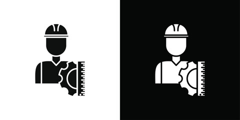 engineering service icon Black line art vector logo set