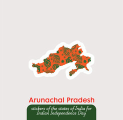 Celebrate independence of India with this unique Arunachal Pradesh vector sticker! Perfect for greeting cards, social media posts, and festive decorations. Capture the spirit of August 15th.