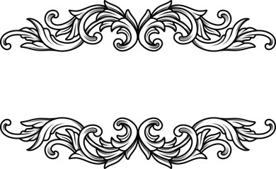 Fototapeta premium Flourish decorative ornamental design, vintage arabesque engraving border frame ornament baroque element decoration