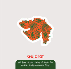 Celebrate independence of India with this unique Gujarat vector sticker! Perfect for greeting cards, social media posts, and festive decorations. Capture the spirit of August 15th.