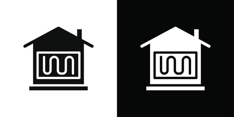 House heating icon Black line art vector logo set