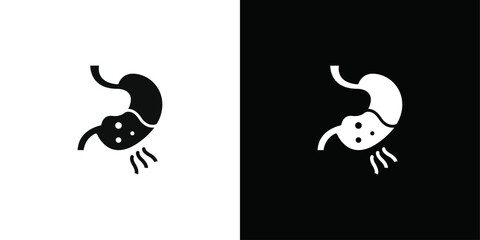 Indigestion icon Black line art vector logo set