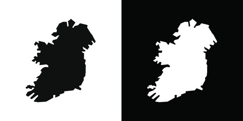Ireland map icon Black line art vector logo set