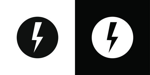 Lightning power charge icon Black line art vector logo set