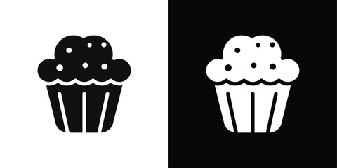 Muffin Icon Black line art vector logo set