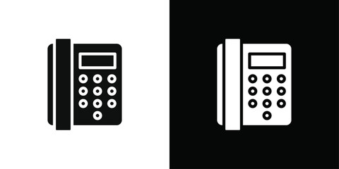 Office Phone icon Black line art vector logo set