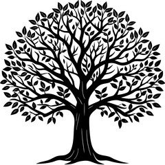 Obraz premium black and white tree on white background generated by AI
