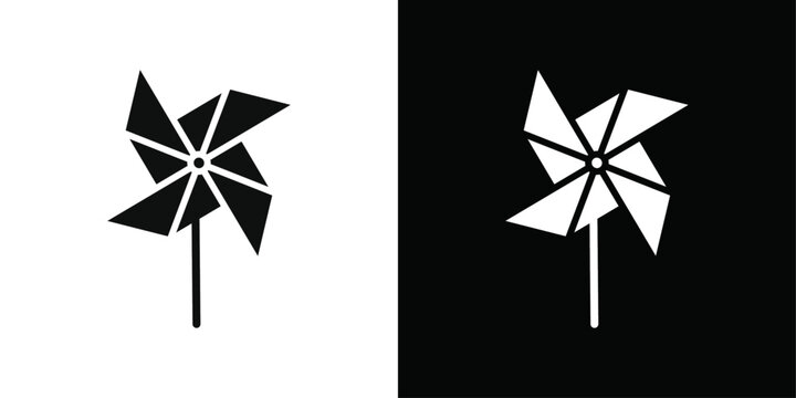 paper Windmill icon Black line art vector logo set