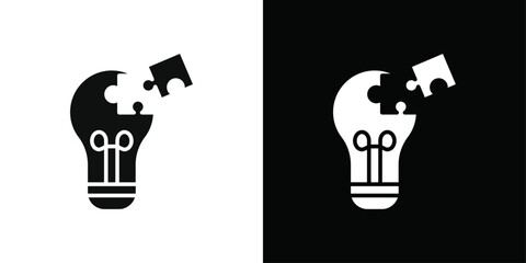 Problem solving skills icon Black line art vector logo set