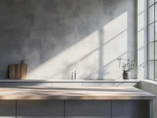 Obraz premium A kitchen with a window and a countertop