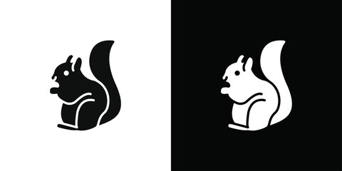 squirrel icon Black line art vector logo set