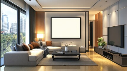 Modern Living Room with Poster Frame