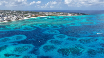 San Andres Skyline At San Andres In Providencia Y Santa Catalina Colombia. Beach Landscape. Caribbean Island. San Andres At Providencia Y Santa Catalina Colombia. Seascape Outdoor. Nature Tourism.
