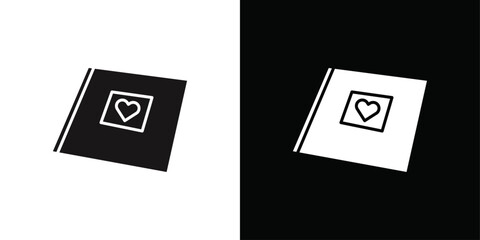 wedding album icon Black line art vector logo set