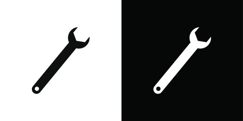 Wrench icon Black line art vector logo set