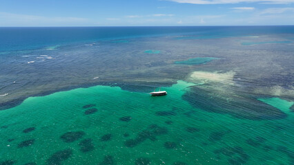 Marine Park In Porto Seguro Bahia Brazil. Beach Landscape. Brazilian Northeast. Bahia Brazil. Seascape Outdoor. Marine Park In Porto Seguro Bahia. Brazil Discovery Coast. © bydronevideos
