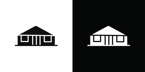 Yurt Icon Black line art vector logo set